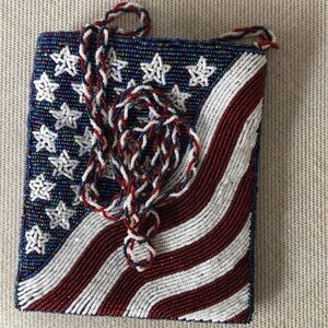 Ermo American Flag Purse Beaded Crossbody Bag USA Patriotic Handbag